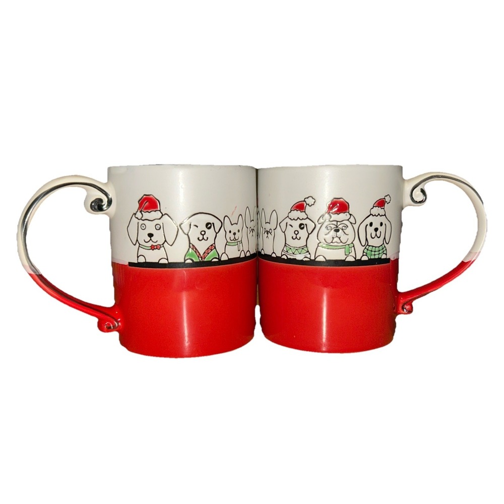 Merry Woofmas Ceramic Holiday Mugs Red/Green Set of (2) by Spectrum Designz